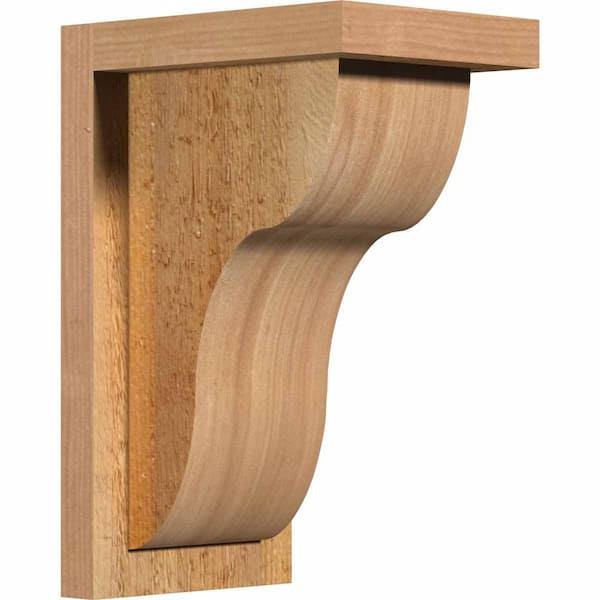Ekena Millwork 6 in. x 8 in. x 12 in. Western Red Cedar Carmel Rough Sawn Corbel with Backplate