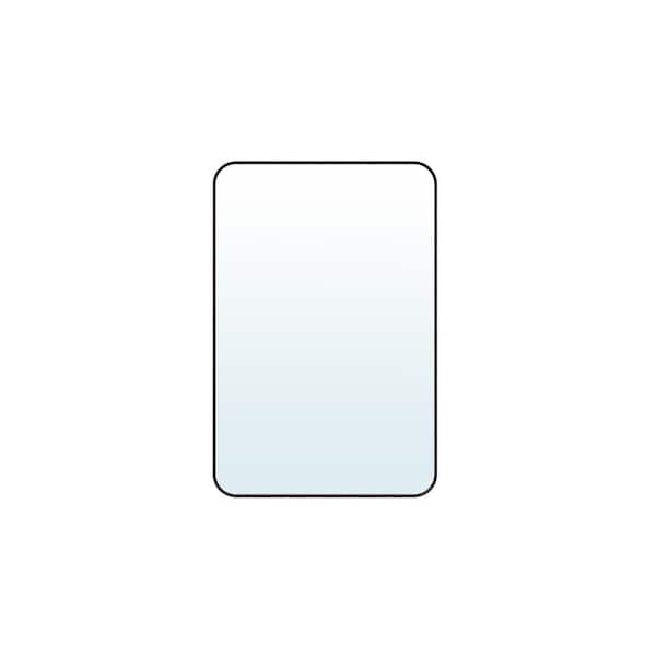 FORCLOVER 24 in. W x 36 in. H Rectangular Anodized Aluminium Framed Wall Mount Bathroom Vanity Mirror in Matte Black