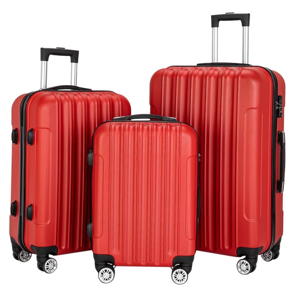 Nested Hardside Luggage Set in Red, 3-Piece - TSA Compliant 767104995808 - The Home Depot