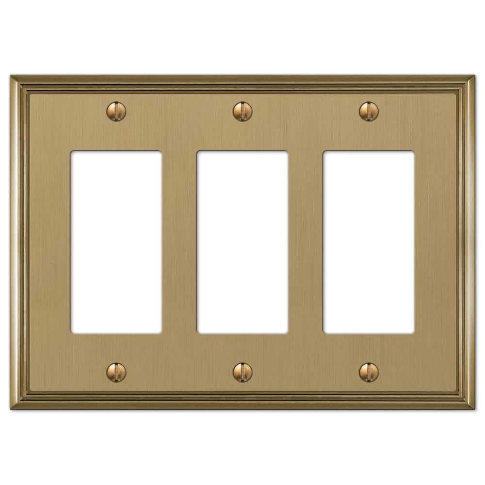 Brushed Bronze Triple Rocker Metal Wall Plate