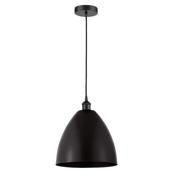 Innovations Edison Dome 100-Watt 1-Light Matte Black Standard Mini Pendant Light with Metal Shade