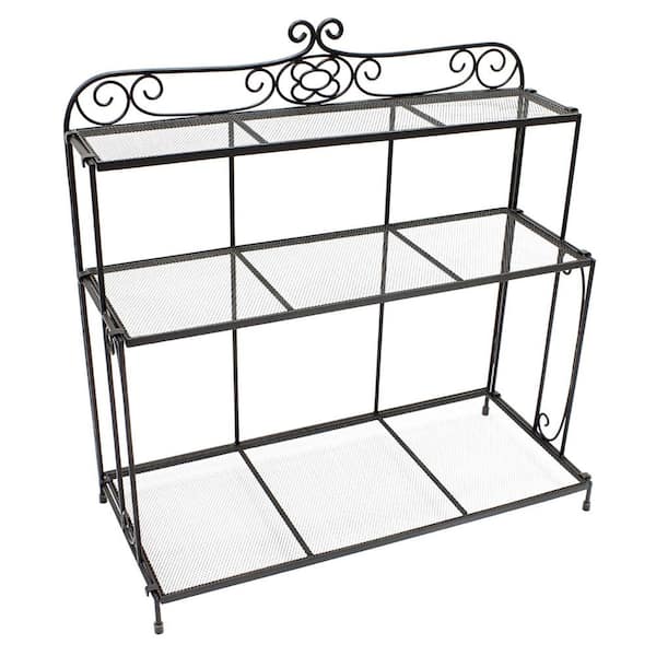 Achla Designs Handy Gardeners Boot Tray Shelf, 36.5 Inch Tall, Black Powder Coat Finish