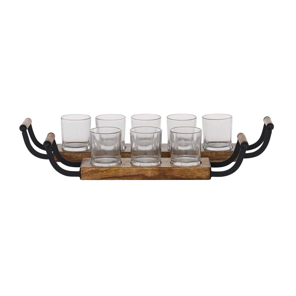 Rustic Elegance Mango Wood 8-Votive Candelabra Set