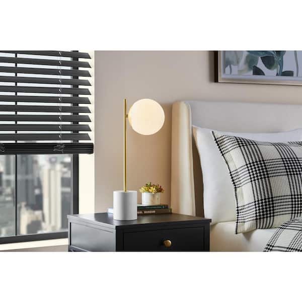 Hampton Bay Valdosta 20 in. White LED Base Table Lamp with Opal Glass Shade