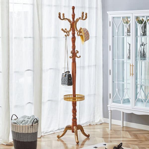 Crabapple Coat Rack with Key Tray and Stainless Steel Multifunctional Storage