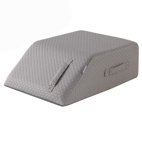 23.6 in. x 16.8 in. x 8 in. 1‑Piece Bed Memory Foam Leg Elevation Wedge Pillow in Gray for Back Sleeping Support