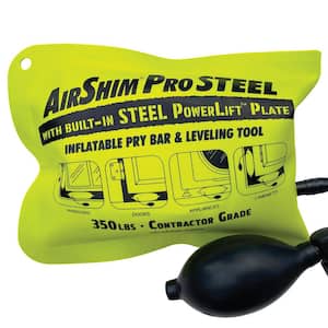 Contractor Grade AirShim Pro STEEL: Dual-Functioned Inflatable Pry Bar and Leveling Tool with Steel PowerLift Plate