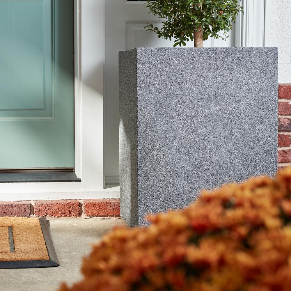 Black Tall Modern Composite Outdoor Planter, 18" x 23" x 30"