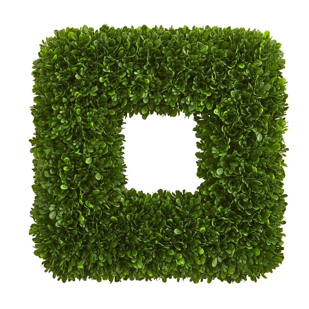 Indoor/Outdoor 17 in. Artificial Tea Leaf Square Wreath UV Resistant price history on PriceWatchPro