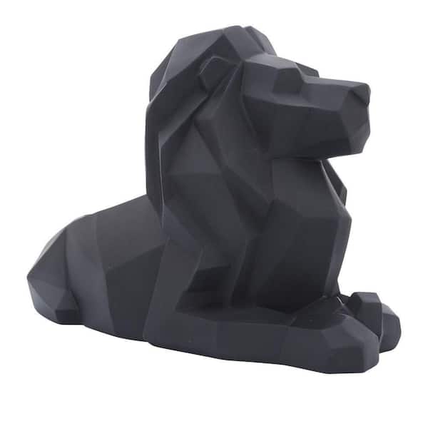 Liv & Skye Black 13 in. x 8 in. Resin Laying Lion Figurine