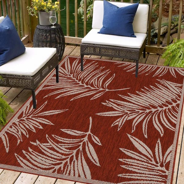 Liana Red and Ivory 4 ft. x 6 ft. Indoor/Outdoor Area Rug