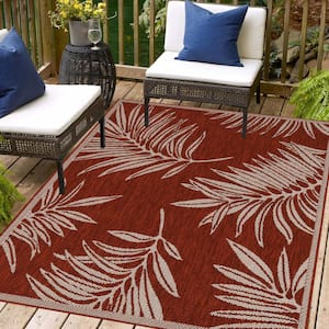 Liana Red and Ivory 5 ft. x 8 ft. Indoor/Outdoor Area Rug