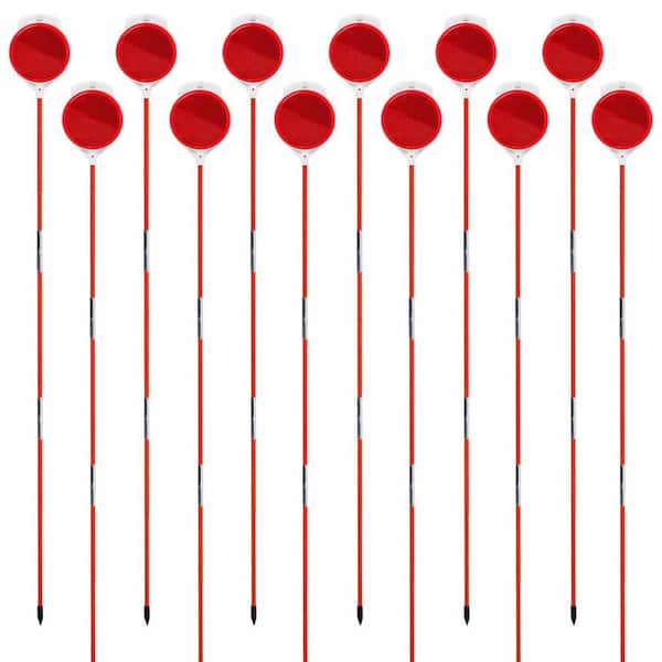 1/4 in. x 53 in. Foldable Driveway Markers With Round Reflector For Driveway, Orange, 8 Pack