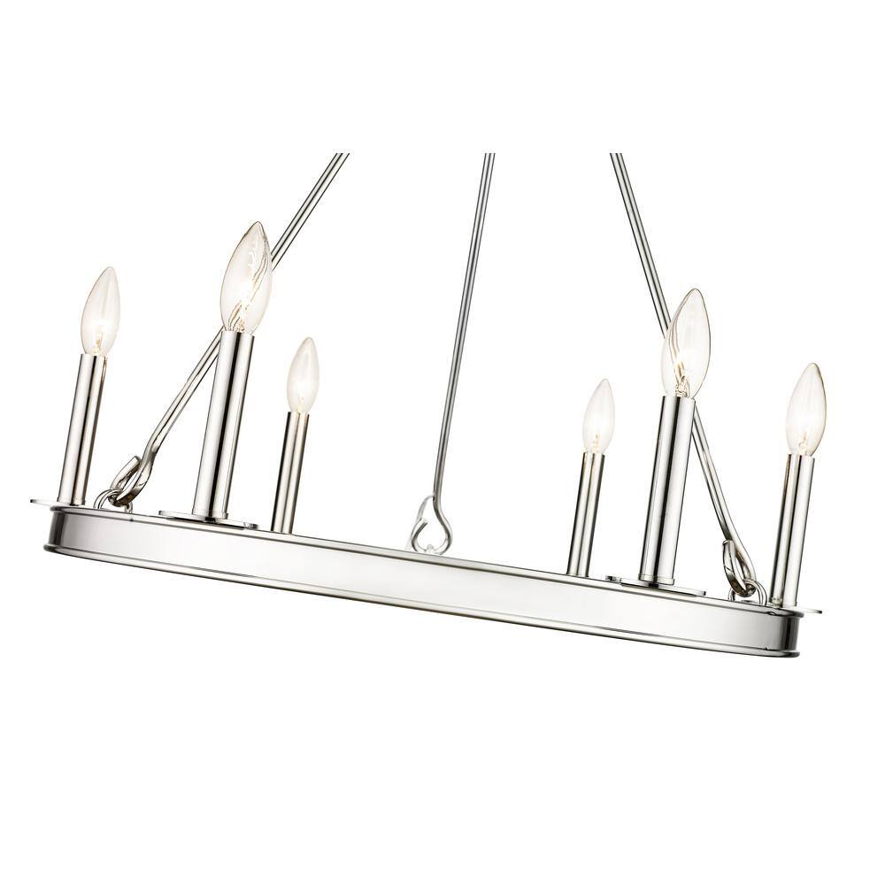 Polished Nickel 6-Light Candle Chandelier with Round Frame