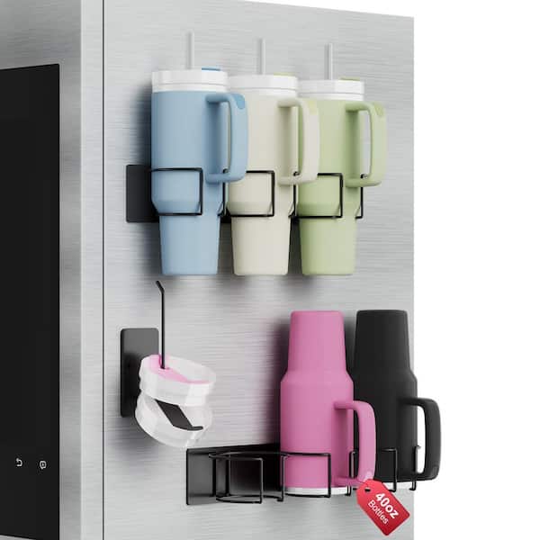 Magnetic Cup Holder with Tumbler Lid Organizer for Kitchen Refrigerator Organization, Storing Cup and 40 oz Stanley Cups