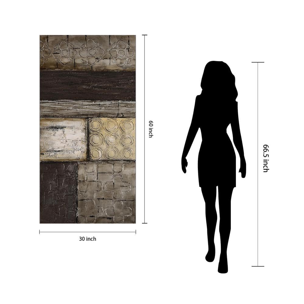 Large Gray and Brown Abstract Oil Canvas Artwork