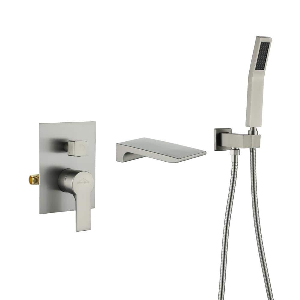 Juno Brushed Nickel Finish Roman Tub Faucet with Hand Held Shower Head