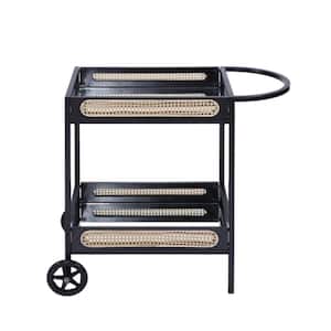 Black Serving Cart with 2-Wheels