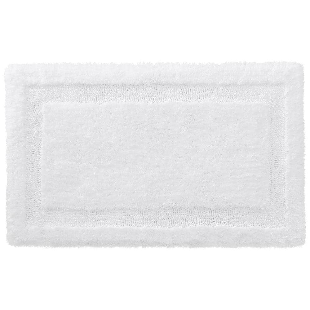 StyleWell White 17 in. x 25 in. Non-Skid Cotton Bath Rug with Border ...