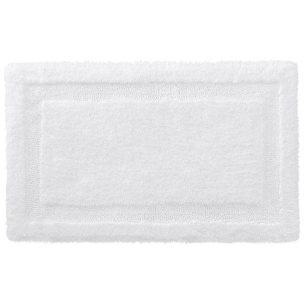 StyleWell White 19 in. x 34 in. Non-Skid Cotton Bath Rug with Border