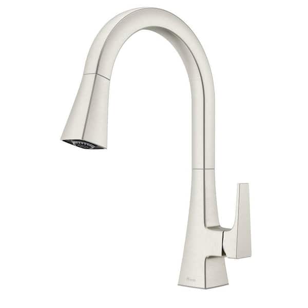 Maximillion Single Handle 15.1875 in. H Pull Down Sprayer Kitchen Faucet with 360° Spout Swivel in Stainless Steel