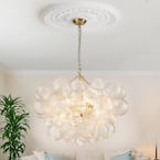 HUOKU Neuvy 8-Light 33 in. W Brushed Brass Gold Modern Bubble