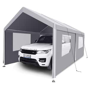 10 ft. W x 20 ft. D x 9.25 ft. H Gray Roof Metal Heavy-Duty Portable Carport