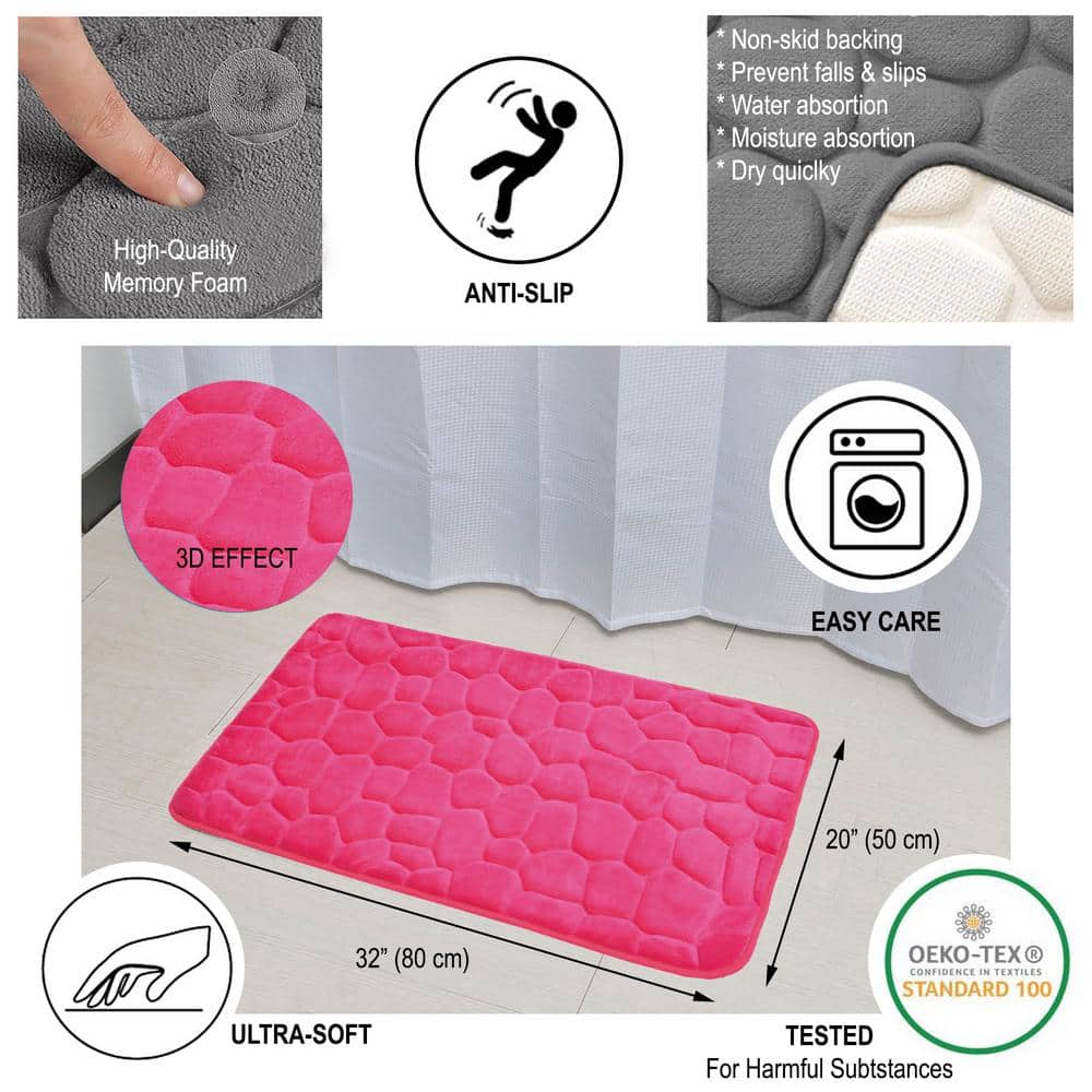 Pink Memory Foam Cobble Stone Bath Mat 32" x 20"