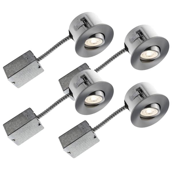 Unbranded Bazz Flex 4 in. Brushed Chrome Recessed LED Lighting Kit with GU10 Bulb Included