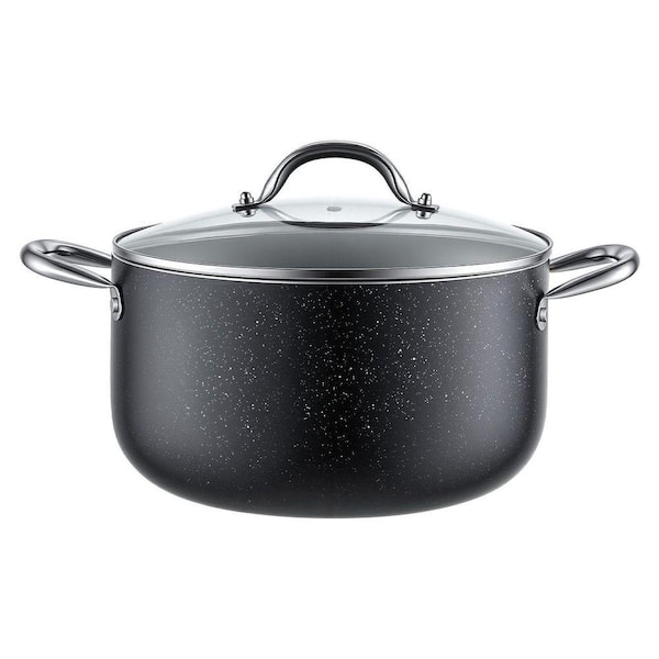 6 qt. Aluminum Stock Pot, Nonstick Ceramic Coated with Glass Lid, PFOA and PFAS Free