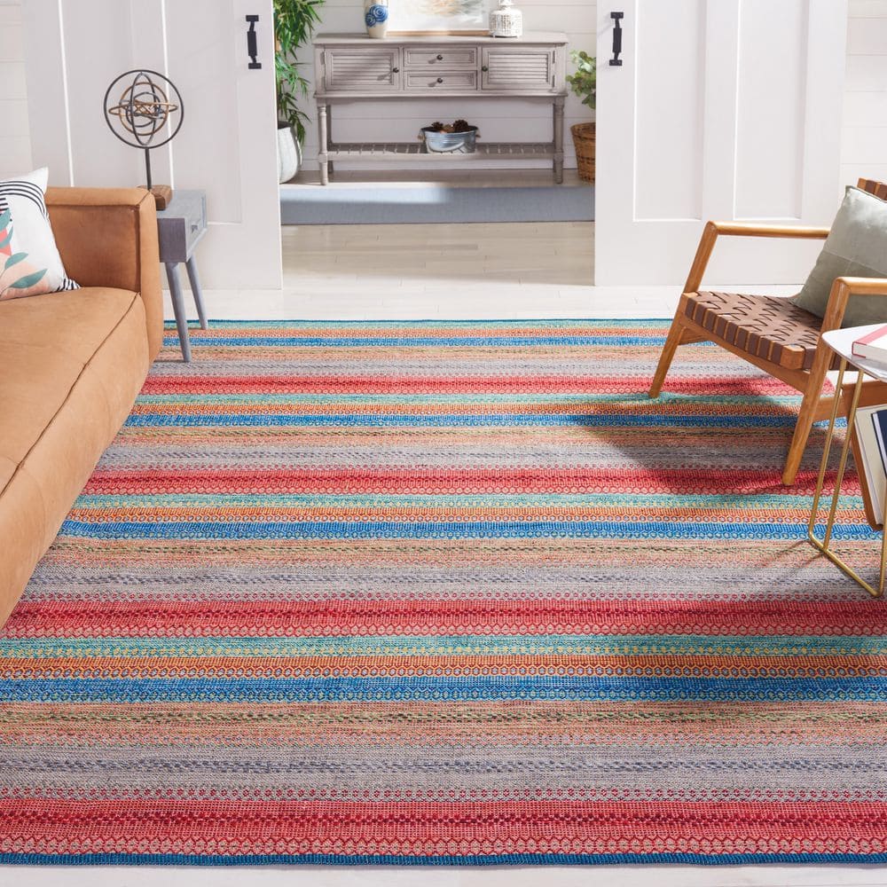 Handmade Red Cotton Flat Woven 8' x 10' Area Rug