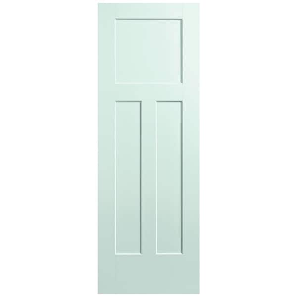 Masonite 28 in. x 80 in. 3-Panel Winslow Single Bore Solid Core Sea Glass Molded Composite Interior Door Slab