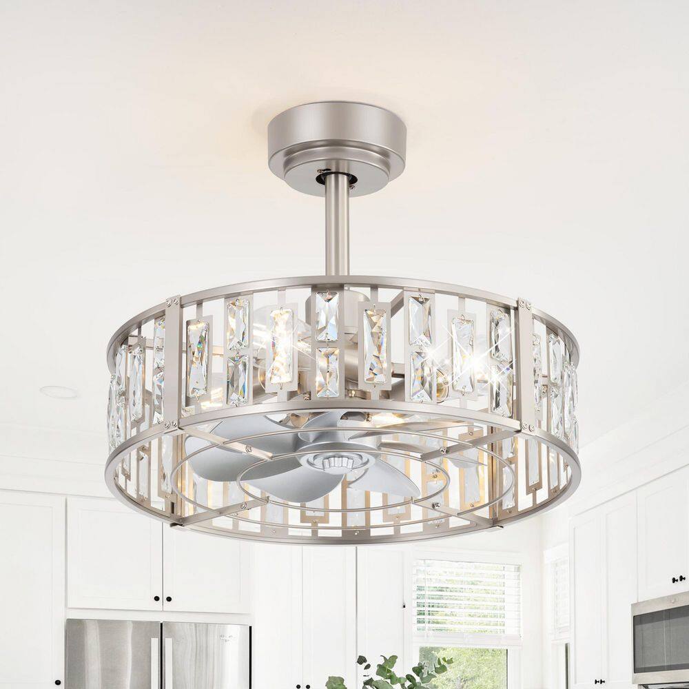 Zachary 20 in. Indoor Chandelier Satin Nickel Ceiling Fan with Light Kit and Remote Control price history on PriceWatchPro