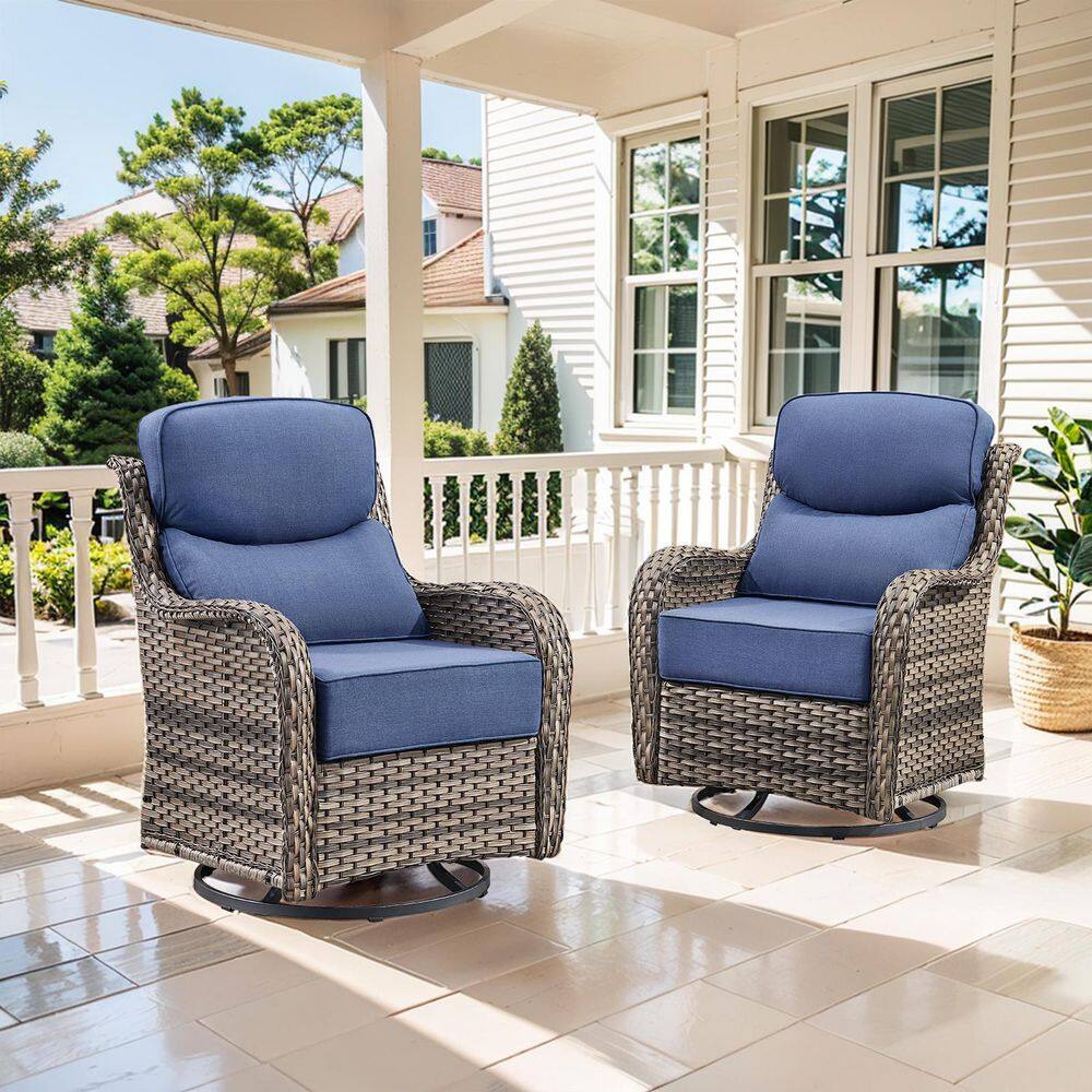 MoonLuxe Gray Swivel Glider Wicker Outdoor Lounge Chairs with Blue Olefin 6 In. Thick Cushions (2-Pack) price history on PriceWatchPro