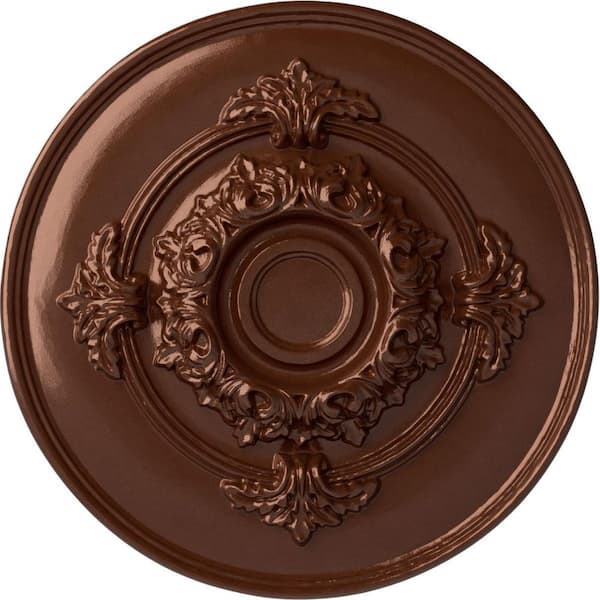 Ekena Millwork 13-3/4 in. x 1 in. Monique Urethane Ceiling Medallion (Fits Canopies upto 3-3/4 in.), Copper Penny