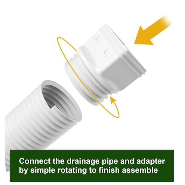 Angel Sar White Rain Gutter Downspout Extensions, Downspout Extender for Rainwater Drainage Flexible From 21 to 66 in. (2-Pack)