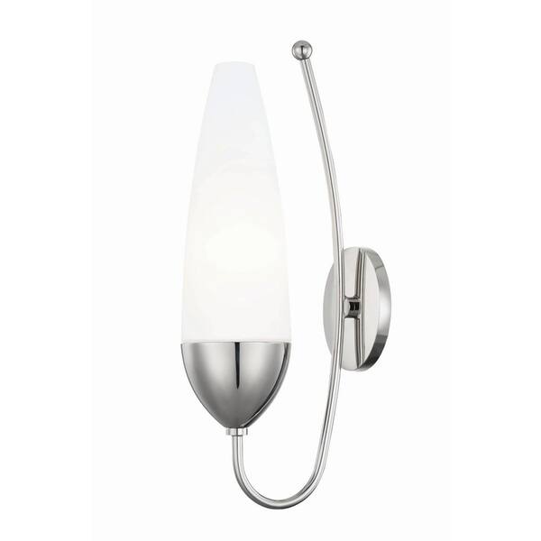 MITZI HUDSON VALLEY LIGHTING Amee 1-Light Polished Nickel Wall Sconce with Opal Matte Glass Shade