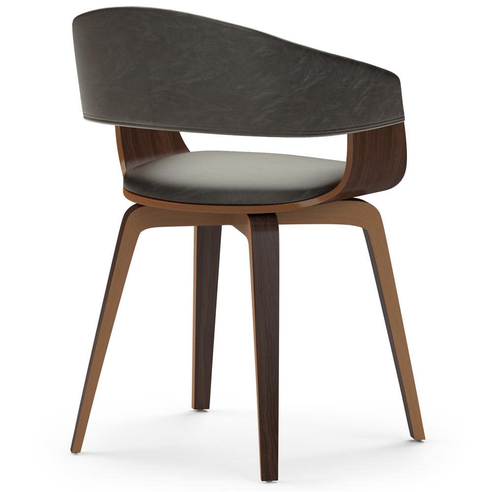 Distressed Brown Faux Leather Upholstered Bentwood Dining Chair