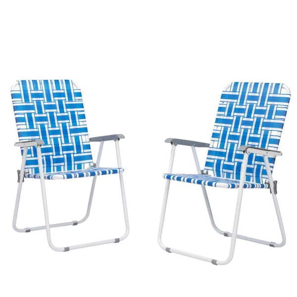 Metal Frame Blue Beach Chair (2-Pack)