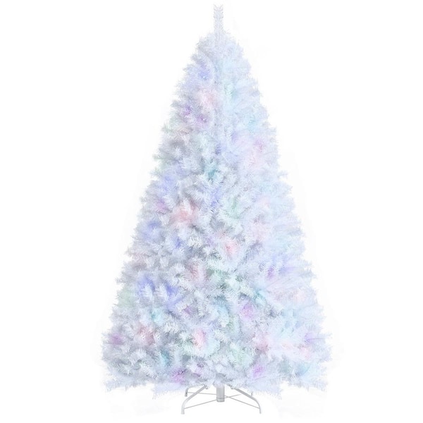 null 8 ft. White Unlit Artificial Christmas Tree with Iridescent Branch Tips