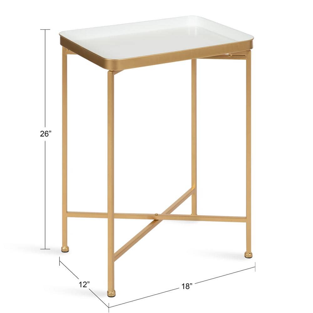 White and Gold Metal Foldable Tray Table