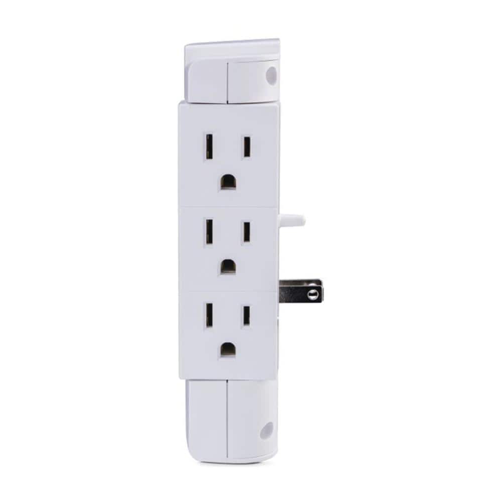 White 6-Outlet Swivel Surge Protector with USB Ports