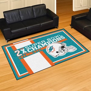 Miami Dolphins Dynasty Turquoise 5 ft. x 8 ft. Plush Area Rug