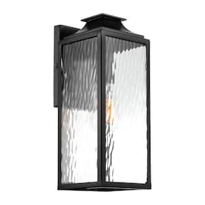 Halifax 60-Watt 1-Light Black Industrial Wall Sconce with Clear Shade, No Bulb Included