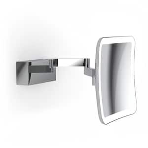 WS 95 7.9" W x 7.9" H Small Square Lighted Wall Mount Magnifying Bathroom Makeup Mirror in Polished Chrome