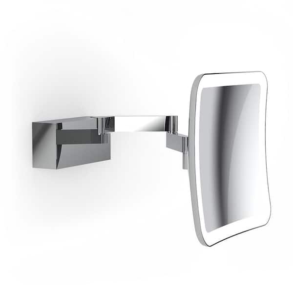 WS Bath Collections WS 95 7.9" W x 7.9" H Small Square Lighted Wall Mount Magnifying Bathroom Makeup Mirror in Polished Chrome