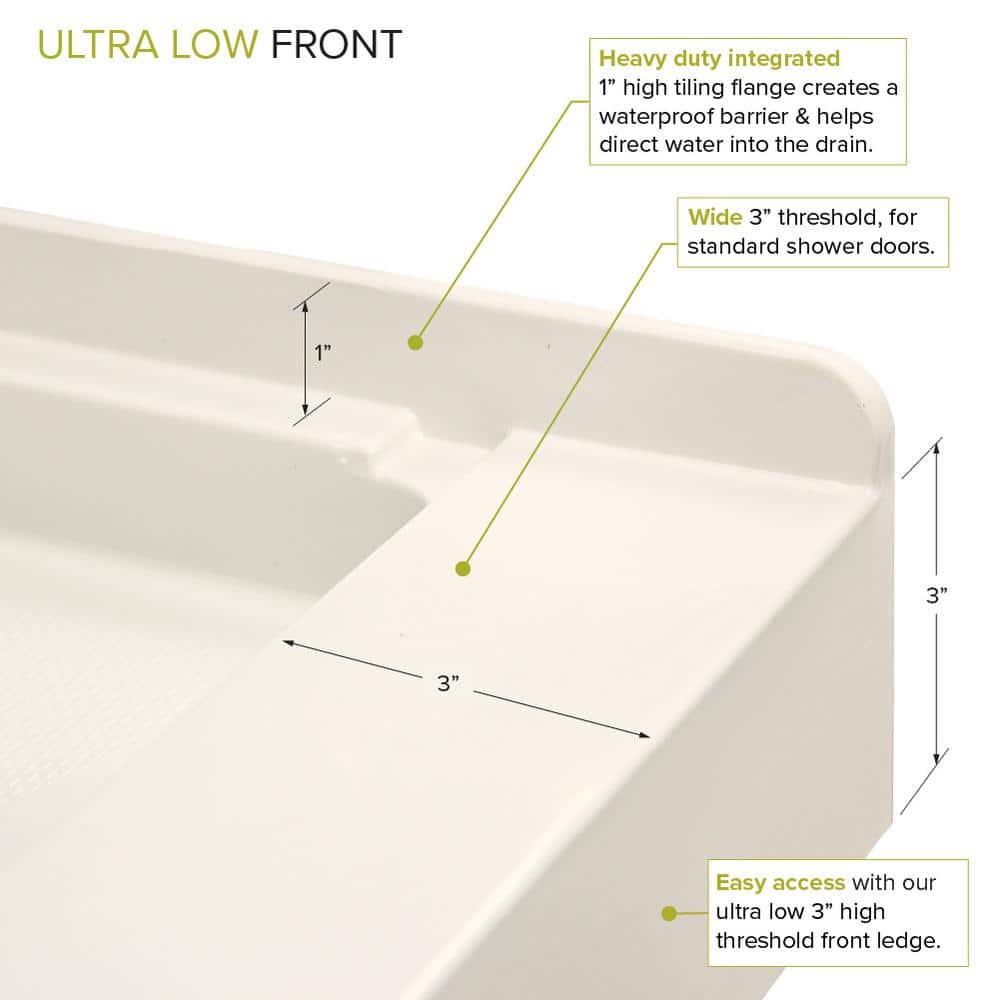 Cameo 60'' x 32'' Beige Transtone Shower Base with Center Drain