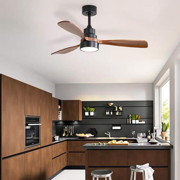 48 in. Smart Indoor/Outdoor Matte Black Ceiling Fan Integrated LED with Light Kit and Remote/App Control