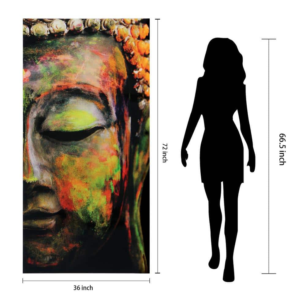 Large Multicolor Buddha Tempered Glass Wall Art Panel
