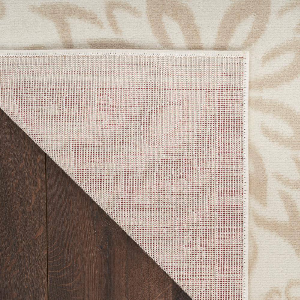 Ivory Beige Floral Synthetic Rectangular Area Rug 8'6" x 12'